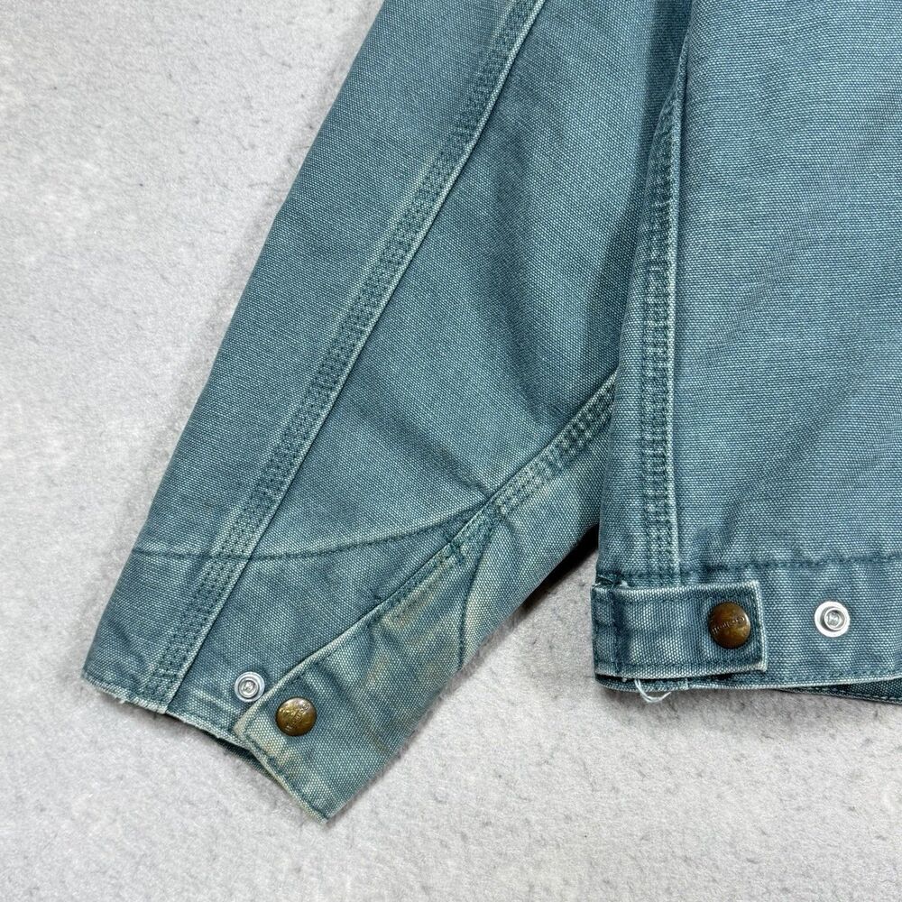 Vintage Carhartt Detroit WJ097 DTL Teal Full Zip Sherpa Jacket Women’s Sz Small - Picture 11 of 15